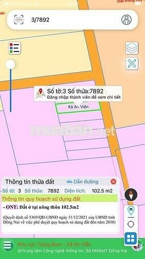 Bán gấp đất nền xã An Viễn gần trung tâm ủy ban xã 950triệu ,chợ.