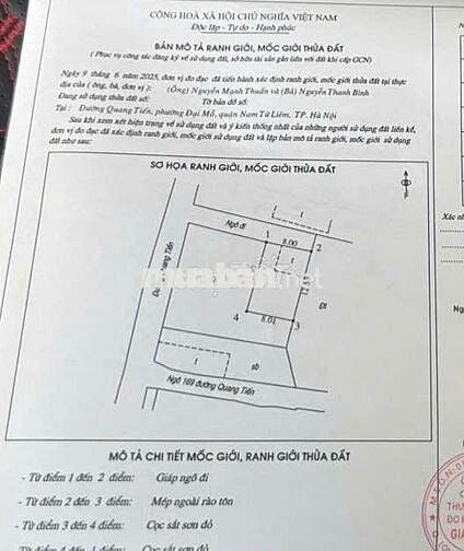 Tôi chính chủ cần bán mảnh đất mặt đường Quang Tiến - Nam Từ Liêm - HN