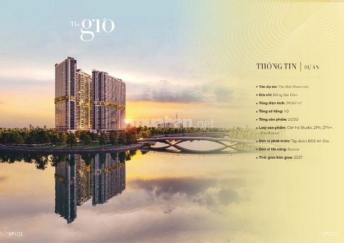 Hot! BOOKING căn hộ The Gió Riverside 2PN - 2WC 65m2 chỉ với 50tr/căn