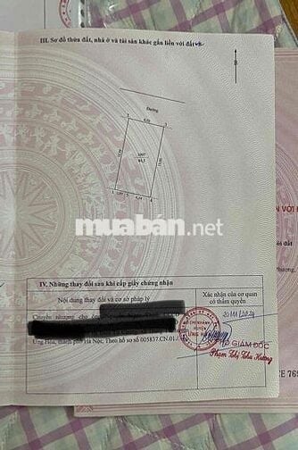 Đất sổ đỏ DT84.5m Đại hùng ứng hoà Hà Nội, chính chủ ko qua trung gian