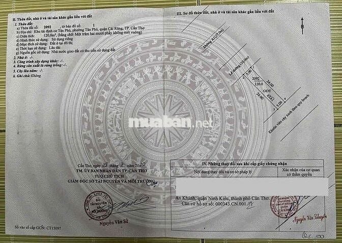 BÁN NỀN TRỤC CHÍNH A1 - KDC TÂN PHÚ, Q. CÁI RĂNG, TP CẦN THƠ