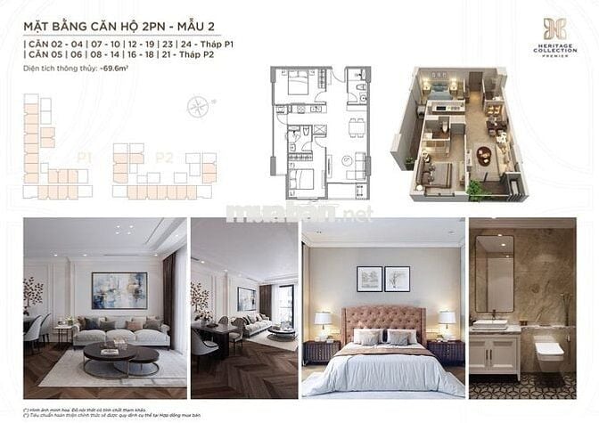 Căn hộ 69,6m2 2PN tại TT Vinh(cũ), Nghệ An