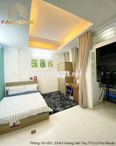 CHO THUÊ PHÒNG NGÃ TƯ PHÚ NHUẬN-STUDIO MỚI-FULL NT-BAN CÔNG RỘNG-30M2