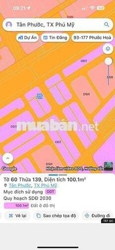CẦN BÁN LÔ ĐẤT NGỘP TỌA LẠC TẠI PHƯỜNG TÂN PHƯỚC, TP PHÚ MỸ ,BRVT