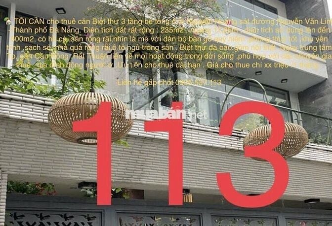 Cho thuê biệt thự 3 tầng BT Nguyễn Hoàng
