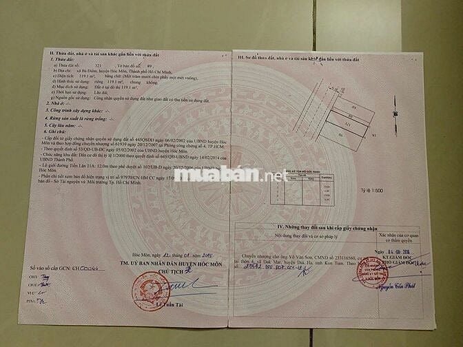 BÁN GẤP  LÔ 119m2 ĐẤT GIÁ 1,6 TỶ Đ.NGUYỄN ẢNH THỦ GẦN KCN VĨNH LỘC SHR
