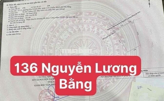 Bán đất kiệt ô tô Nguyễn Lương Bằng - Liên Chiểu - Đà Nẵng