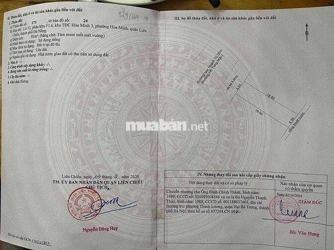 Chính chủ bán lô đất đường Hồ Tùng Mậu, Liên Chiểu, Đà Nẵng.