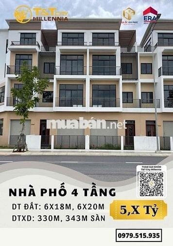 Nhà phố dự án T&T Millennia Long Hậu, Cần Giuộc || 6*18m || 5ty