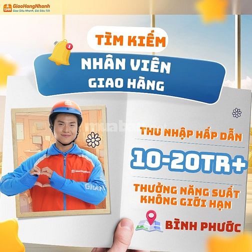 ĐỒNG XOÀI TUYỂN NHÂN VIÊN GIAO HÀNG XE MÁY - CHẠY TUYẾN CỐ ĐỊNH