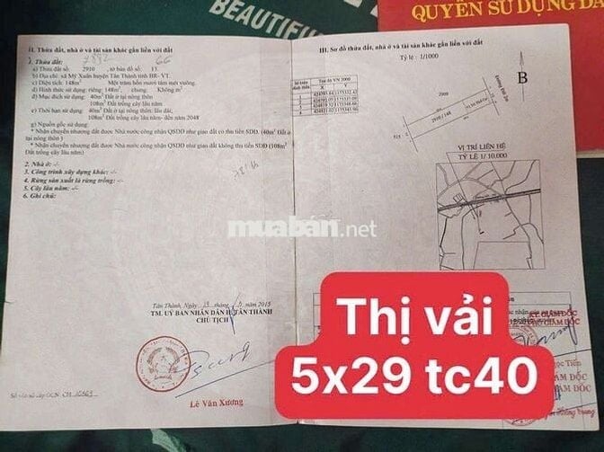 Bán lô đất tọa lạc tại phường mỹ xuân, phú mỹ ,brvt