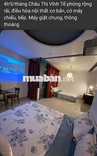 Phòng 2 giường gần Châu Thị Vĩnh Tế có máy chiếu, bếp riêng