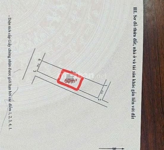 Bán đất thổ cư chính chủ rộng 60m²