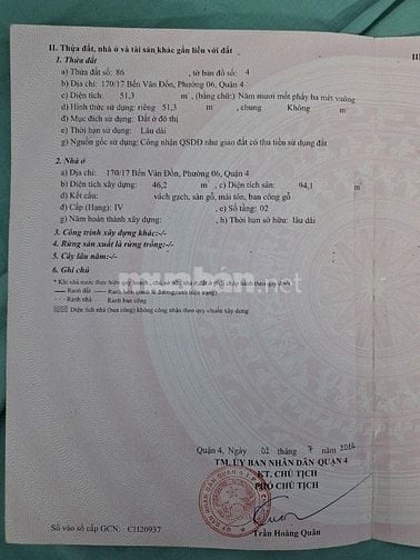 Bán đất 51 met vuông 170/17 Bến Vân Đồn 