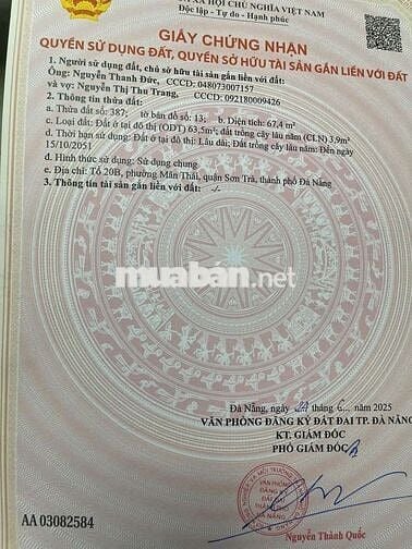 🔴 Bán Lô Đất Kiệt Trương Định Sát Bãi Tắm Mân Thái- Chợ Cá