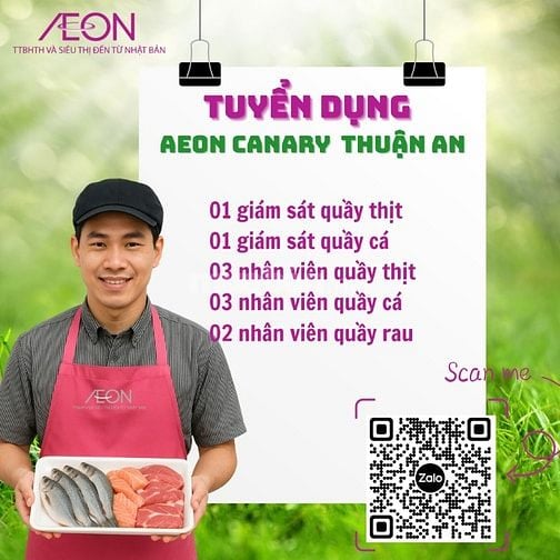 AEON BÌNH DƯƠNG TUYỂN DỤNG VỊ TRÍ QUẦY CÁ THỊT RAU