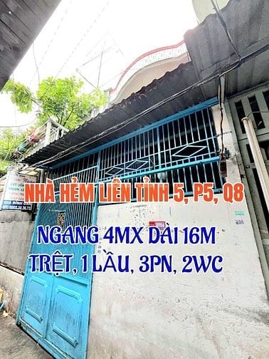 Cần bán gấp nhà 1trệt, 1 lầu, Hẻm Liên Tỉnh 5, P5, Q8. N4m x Dài 16m