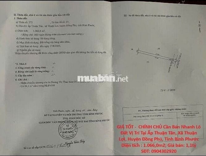 CHÍNH CHỦ Cần Bán Nhanh Lô Đất Vị Trí Huyện Đồng Phú, Tỉnh Bình Phước