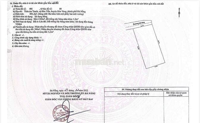 BÁN 300M2 ĐẤT Ở TẠI HÒA TIẾN ĐÀ NẴNG FULL THỔ CƯ
