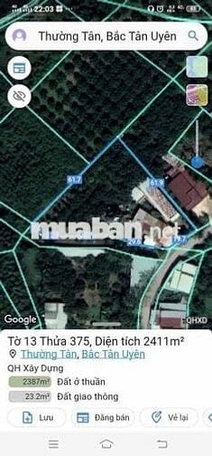 Bán đất tại Bắc Tân Uyên, 5.8 tỷ , 2411 m2