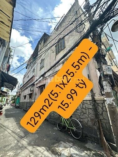 căn góc 4 tầng btct 129m2(5.1x25.5m) sát MT Hồng Bàng, p6, quận 6