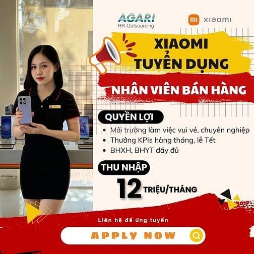 XIAOMI TP. MỸ THO - CẦN TUYỂN PG/NHÂN VIÊN TƯ VẤN BÁN HÀNG