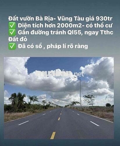 cần bán gấp lô đất vườn tt đất đỏ