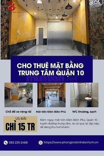 ✨ CHO THUÊ MẶT BẰNG – ĐIỆN BIÊN PHỦ, QUẬN 10 ✨