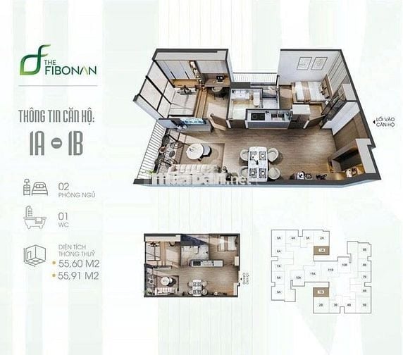 Cần chuyển nhượng căn 56m2 tòa Fibonan (trong khuôn viên Ecopark)