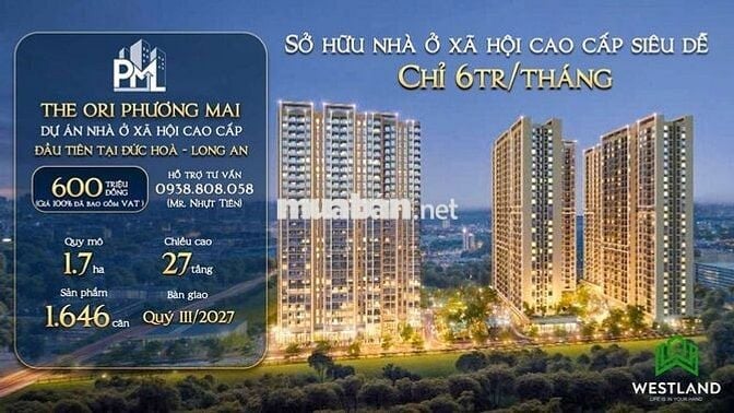 Khu NƠXH và Thương Mại The Ori Phương Mai Đức Hòa_ Góp 1% tháng, LS 0%