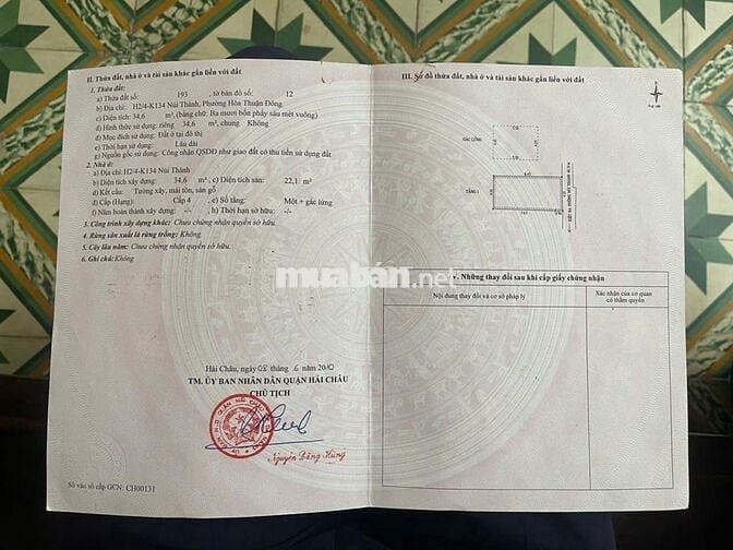 Chính chủ bán Lô đất kiệt 2m K134/2/4 Núi Thành, Tặng nhà cấp 4