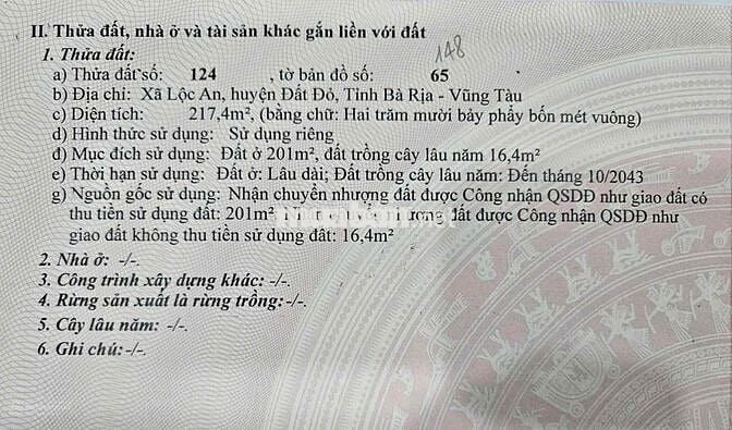 SỞ HỮU ĐẤT NGAY TRUNG TÂM XÃ LỘC AN CÁCH BIỂN 2P DI CHUYỂN CHỈ 1TỶ150