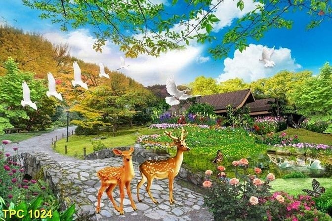 Tranh gạch 3d ốp tường rào - CXV54