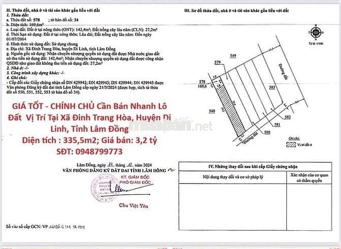 CHÍNH CHỦ Cần Bán Nhanh Lô Đất  Vị Trí Tại Huyện Di Linh,Tỉnh Lâm Đồng
