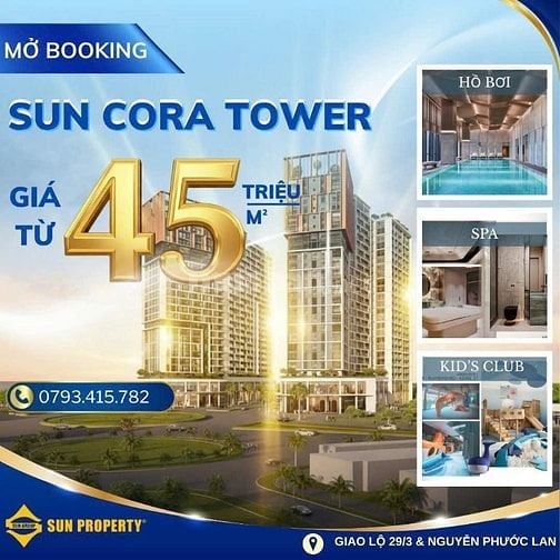  CHỈ 50 TRIỆU GIỮ CHỖ – CĂN GÓC 1PN+ 59m² SUN CORA TOWER HÒA XUÂN 