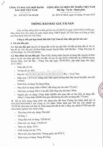 BĐS xã Hòa Hiệp, Xuyên Mộc, BR-VT ( xã Hòa Hiệp, TP.HCM)