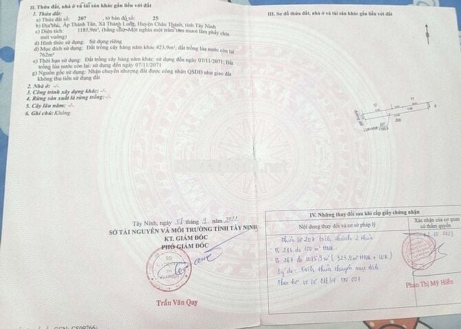 ĐẤT THỔ CƯ Châu Thành Tây Ninh 1100m2