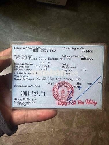 xe mình được tặng