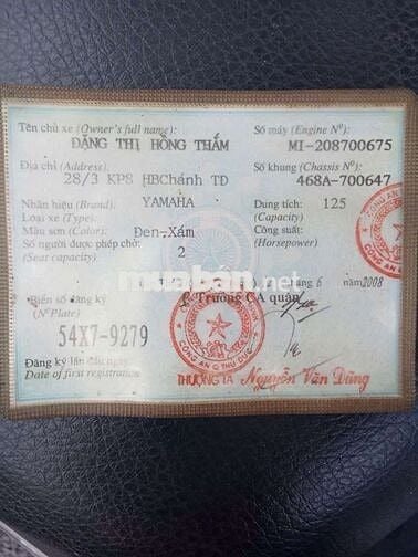 Yamaha 125cc . Số Loại Trống . BSTP - Đẹp .  5Tr5