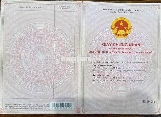 BÁN NHÀ SỔ HỒNG RIÊNG - TÂN CHÁNH HIỆP - 2,560 TỶ