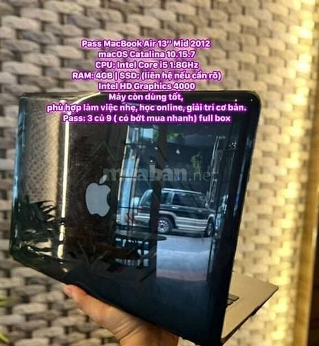Macbook Air 13 MID 2012 full box giá hạt dẻ 