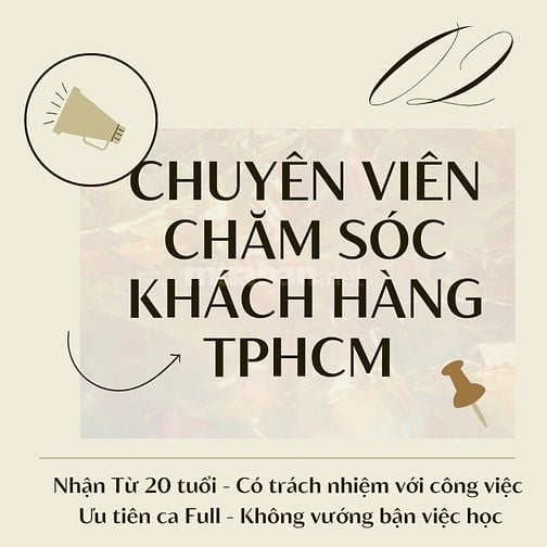 CHUYÊN VIÊN CHĂM SÓC KHÁCH HÀNG FULL TIME /PART TIME TPHCM 