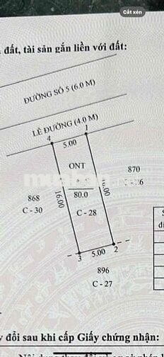 Nền 80m2 Khu Tđc Phong Điền( An Bình Mới )