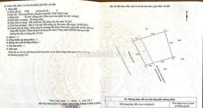BÁN NỀN BIỆT THỰ GẦN ĐƯỜNG D1, LONG PHƯỚC, LONG HỒ, VĨNH LONG