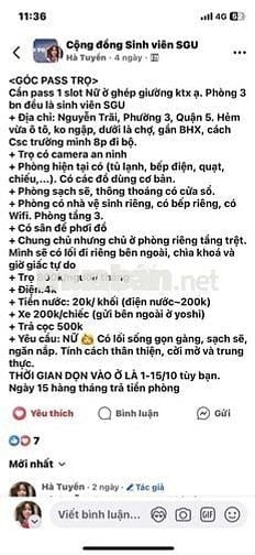 ghép trọ hẻm chợ Bầu Sen thông Nguyễn Trãi với An Dương Vương