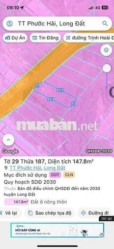 Ngộp Bank cần gấp lô đất mặt tiền ở Phước Hải cách biển chỉ 3,5km