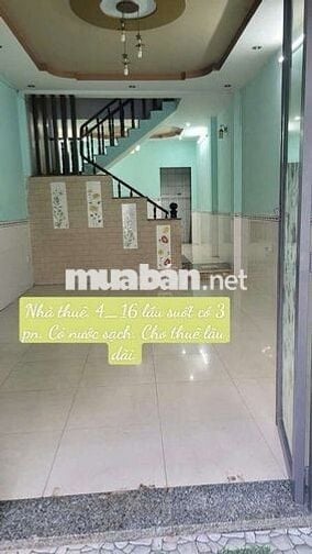 Nhà thuê 4×16 lầu suốt 3 pn. Đường lại Hùng Cường Vĩnh Lộc B tphcm