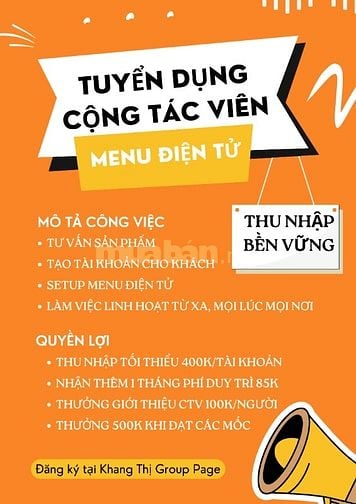 🌟 TUYỂN DỤNG CTV KINH DOANH PHẦN MỀM MENU ĐIỆN TỬ