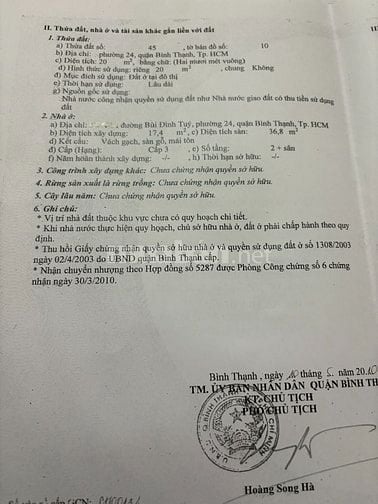 Bán nhà nhỏ, hẻm ôtô đường Bùi Đình Túy, P.24, Bình Thạnh