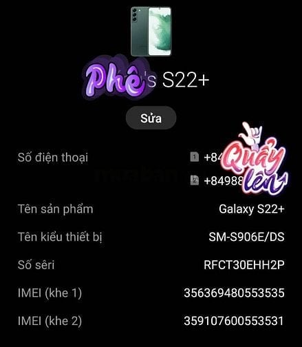S22 plus nguyên zin. Máy mượt. Lên đời cần ra đi nhanh gọn